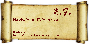 Marhás Füzike névjegykártya